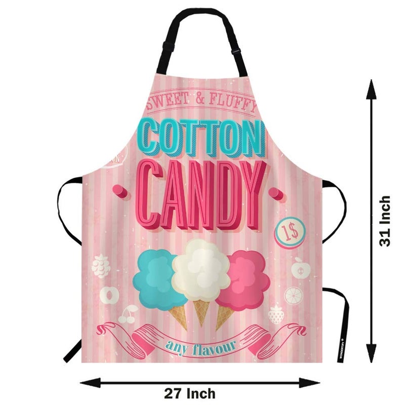 WONDERTIFY Cartoon Candy Apron,Sweet and Colorful Candy Pink Background Bib Apron with Adjustable Neck for Men Women,Suitable for Home Kitchen Cooking Waitress Chef Grill Bistro Baking Apron - Image 3